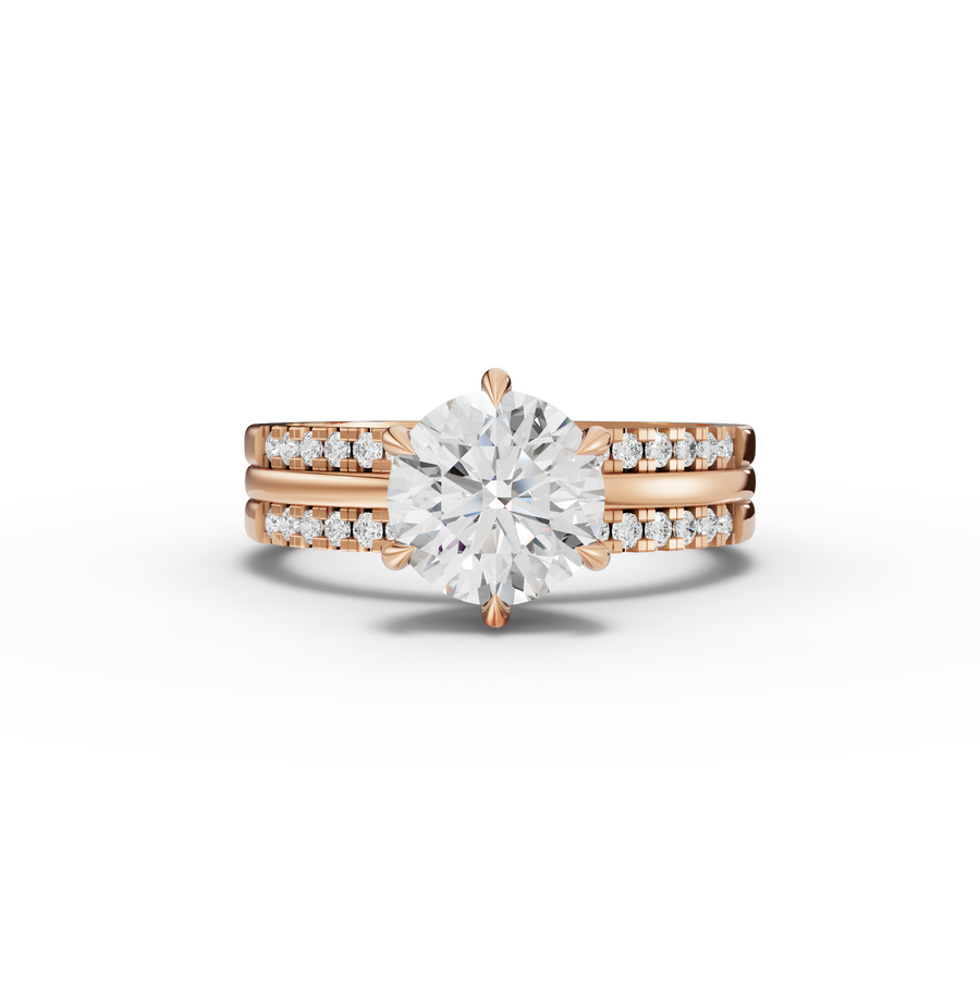 1.76 Ct Round Solitaire With Side Band Ring Set 1.50 Ct Center