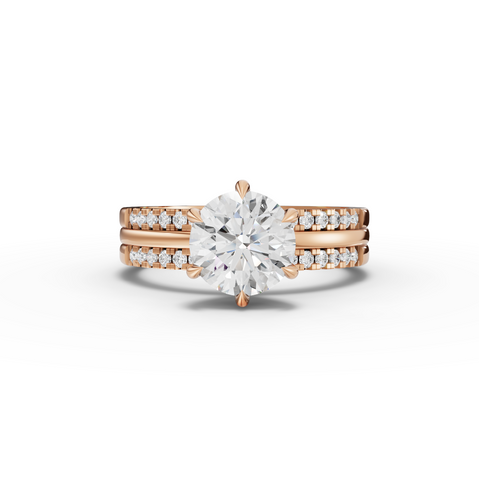 1.76 Ct Round Split Double Band Lab Grown Diamond Engagement Ring