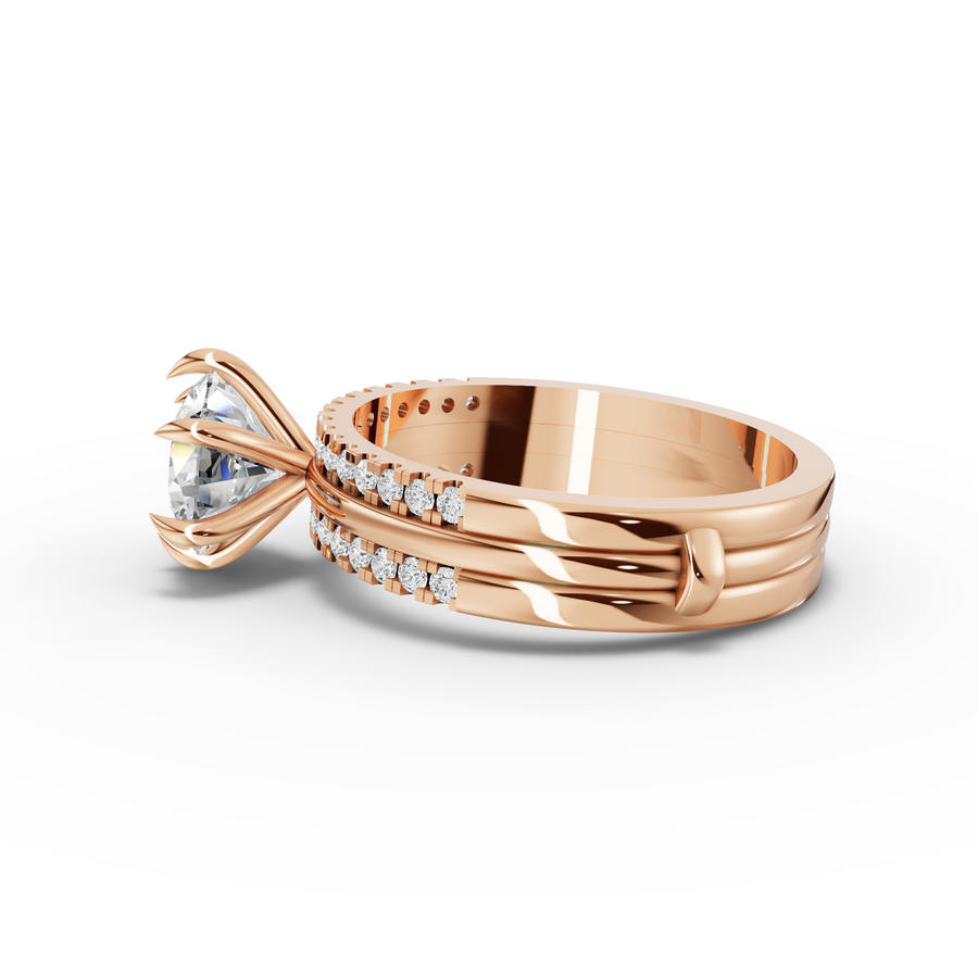 1.76 Ct Round Solitaire With Side Band Ring Set 1.50 Ct Center