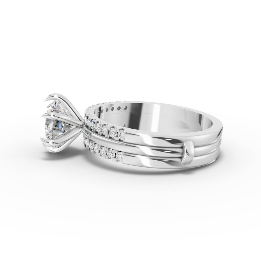 1.76 Ct Round Solitaire With Side Band Ring Set 1.50 Ct Center
