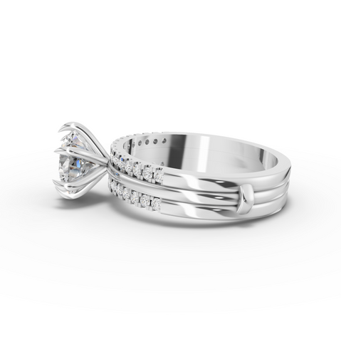 1.76 Ct Round Split Double Band Lab Grown Diamond Engagement Ring