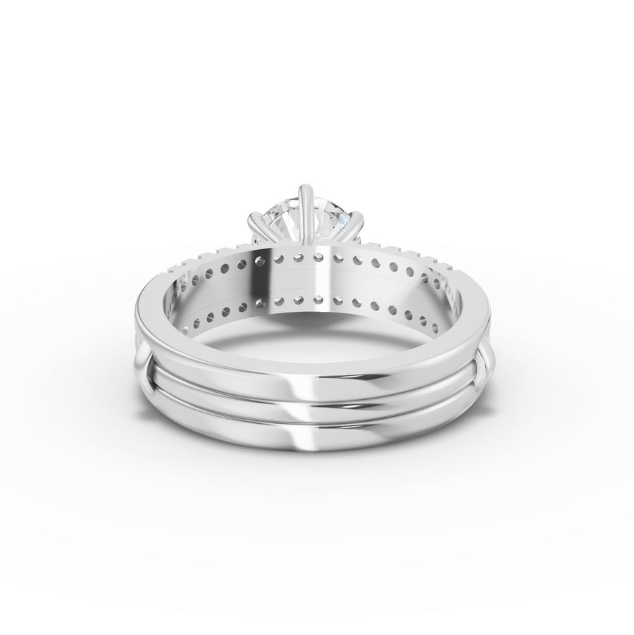 1.76 Ct Round Solitaire With Side Band Ring Set 1.50 Ct Center