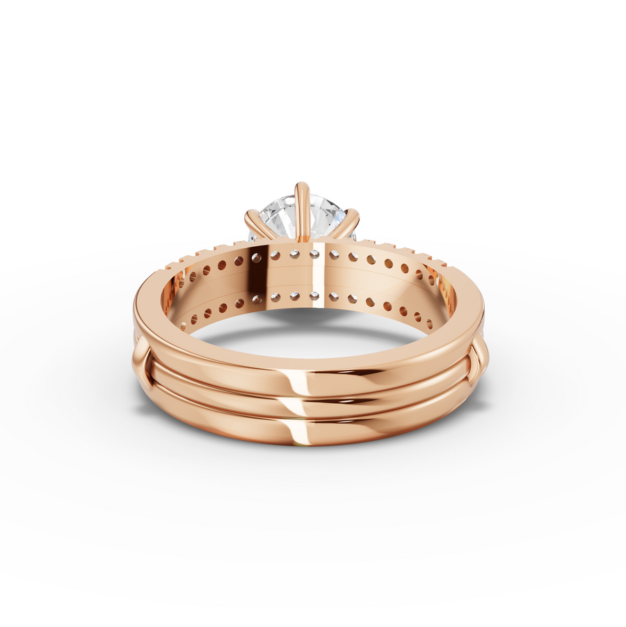 1.76 Ct Round Solitaire With Side Band Ring Set 1.50 Ct Center