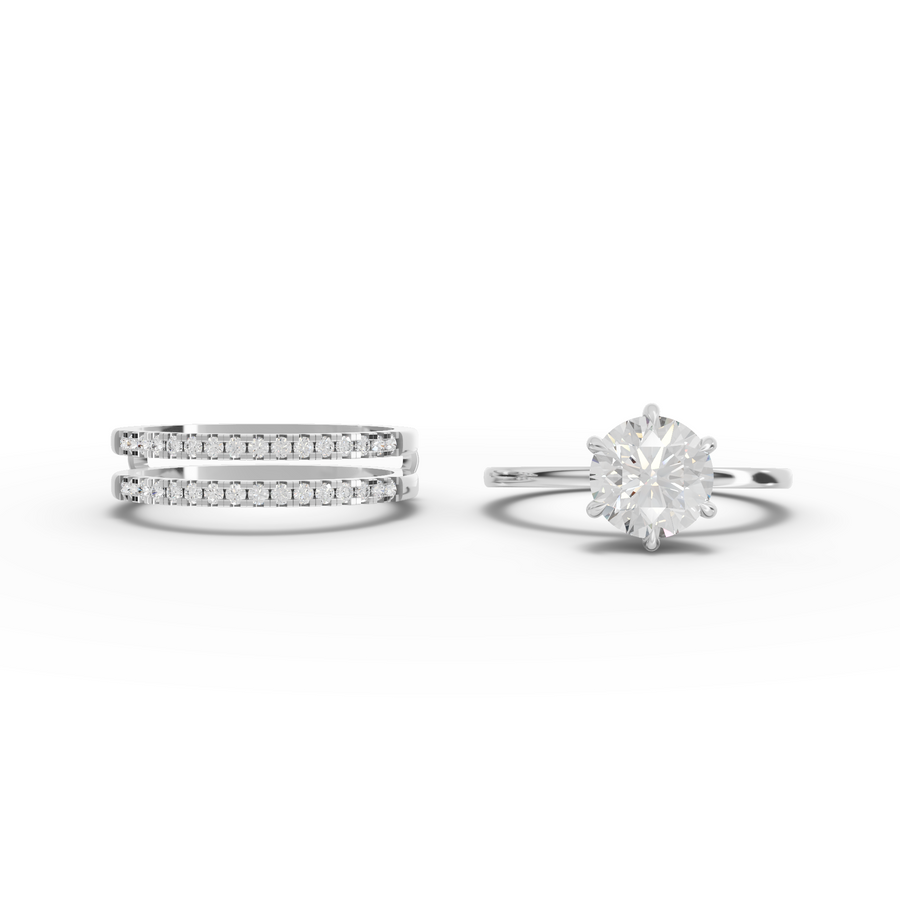 1.76 Ct Round Solitaire With Side Band Ring Set 1.50 Ct Center