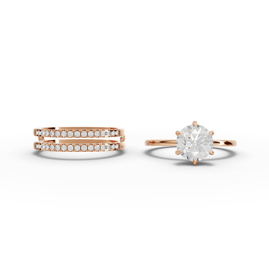 1.76 Ct Round Solitaire With Side Band Ring Set 1.50 Ct Center