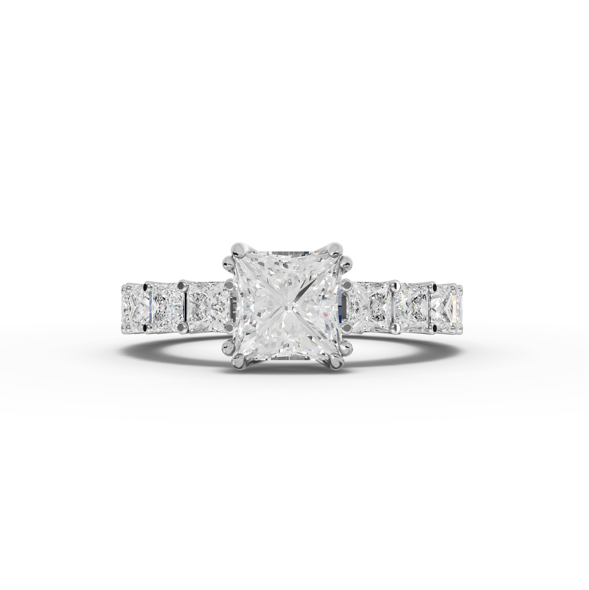 4.72 Ct Princess Cut Lab Grown Diamond Eternity Engagement Ring