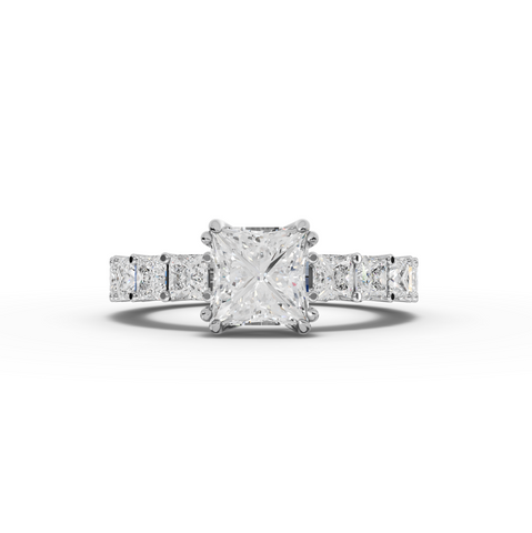 4.72 Ct Princess Cut Lab Grown Diamond Eternity Engagement Ring