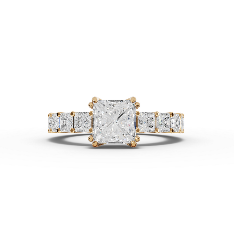 4.72 Ct Princess Solitaire With Side Stone Ring 1.50 Ct Center