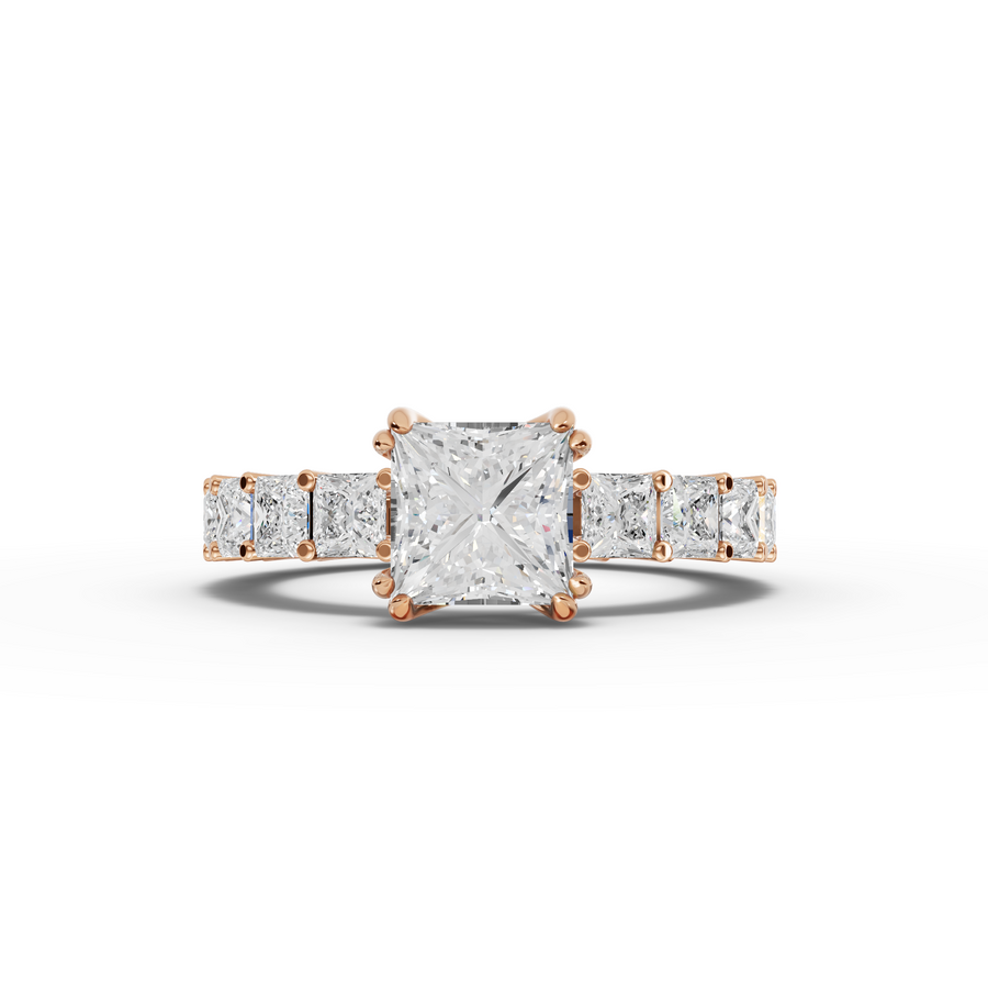 4.72 Ct Princess Solitaire With Side Stone Ring 1.50 Ct Center