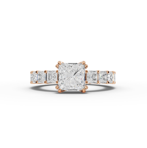 4.72 Ct Princess Cut Lab Grown Diamond Eternity Engagement Ring