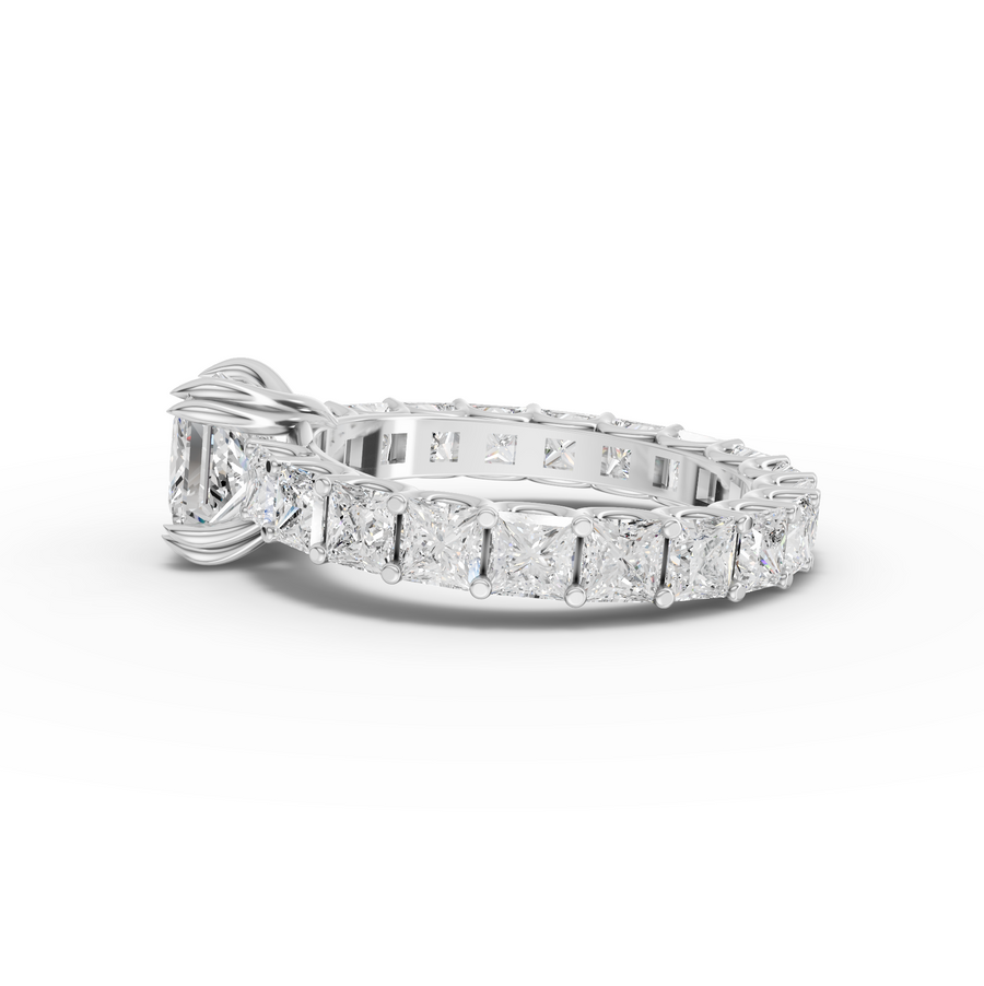 4.72 Ct Princess Solitaire With Side Stone Ring 1.50 Ct Center