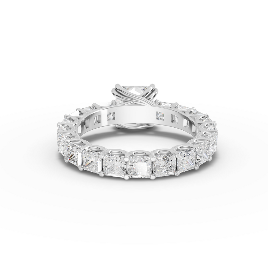 4.72 Ct Princess Solitaire With Side Stone Ring 1.50 Ct Center