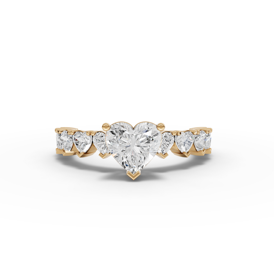 2.31 Ct Heart Solitaire With Side Stone Ring 1.00 Ct Center