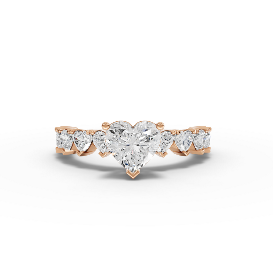 2.31 Ct Heart Solitaire With Side Stone Ring 1.00 Ct Center