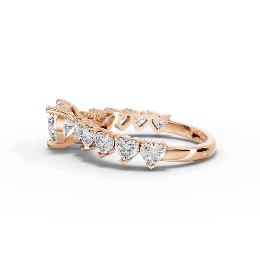 2.31 Ct Heart Solitaire With Side Stone Ring 1.00 Ct Center
