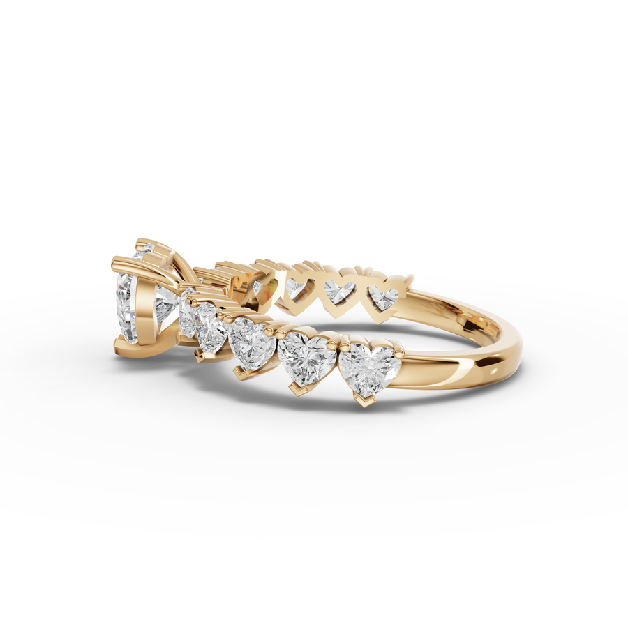 2.31 Ct Heart Solitaire With Side Stone Ring 1.00 Ct Center