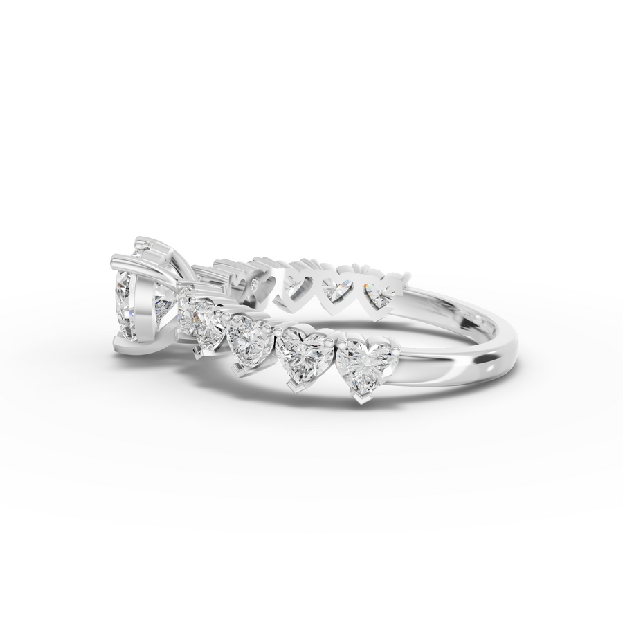 2.31 Ct Heart Solitaire With Side Stone Ring 1.00 Ct Center