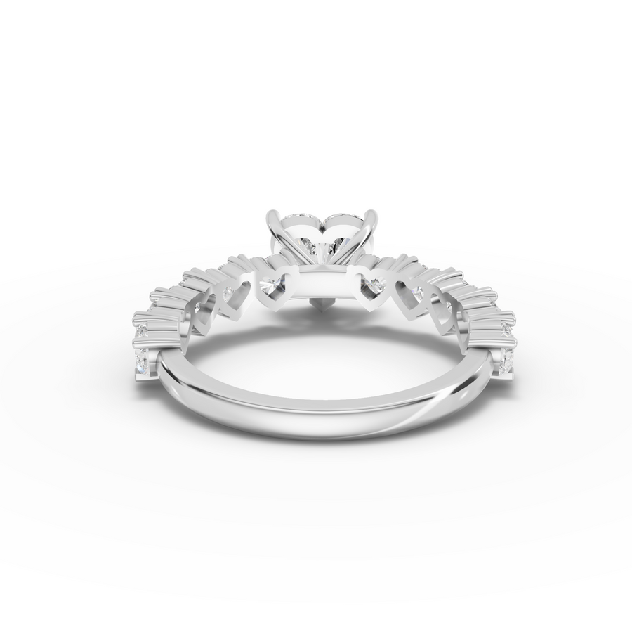2.31 Ct Heart Solitaire With Side Stone Ring 1.00 Ct Center