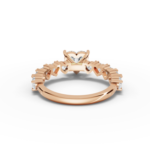 2.31 Ct Heart Cut Lab Grown Diamond Engagement Ring with Heart Side Stones