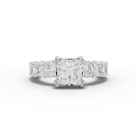 6.57 Ct Princess Cut Lab Grown Diamond Eternity Engagement Ring