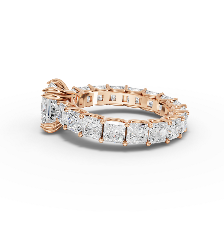 6.57 Ct Princess Solitaire With Side Stone Ring 2.00 Ct Center