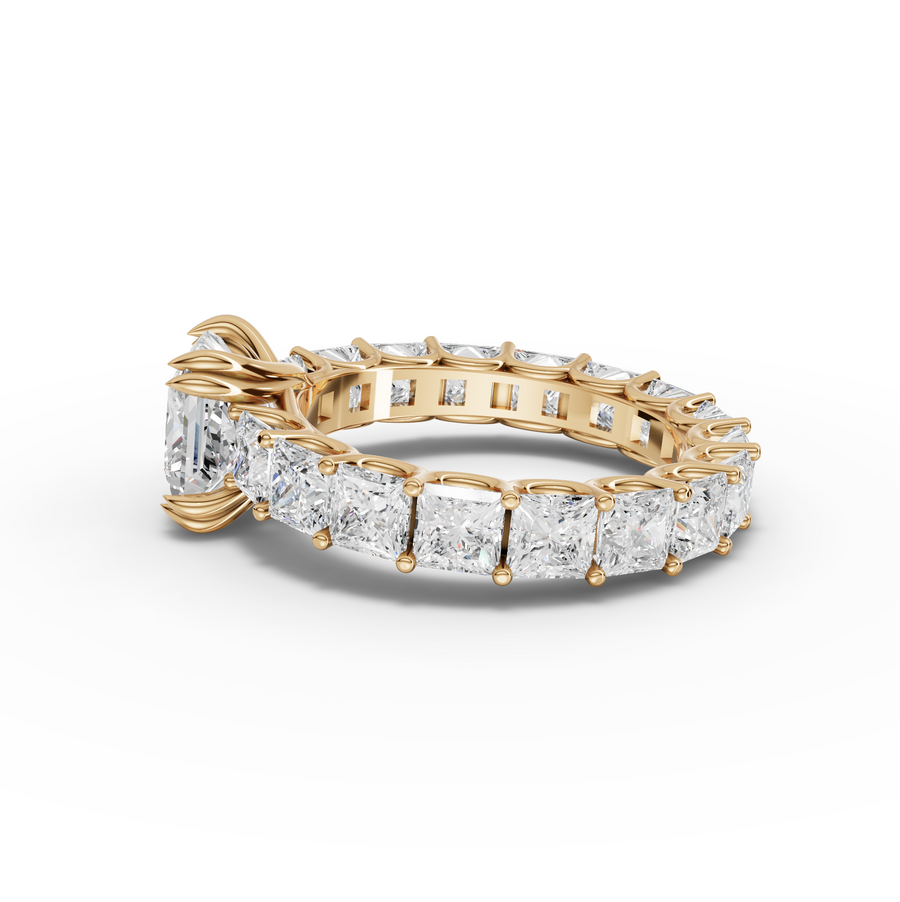 6.57 Ct Princess Solitaire With Side Stone Ring 2.00 Ct Center