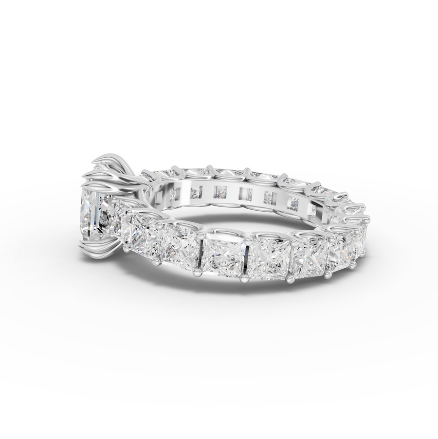 6.57 Ct Princess Solitaire With Side Stone Ring 2.00 Ct Center