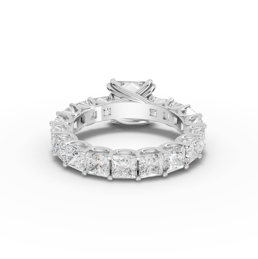 6.57 Ct Princess Solitaire With Side Stone Ring 2.00 Ct Center