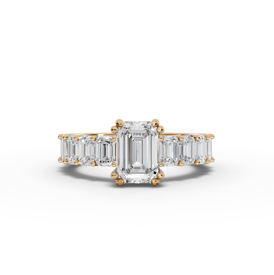 5.79 Ct Emerlad Solitaire With Side Stone Ring 1.50 Ct Center