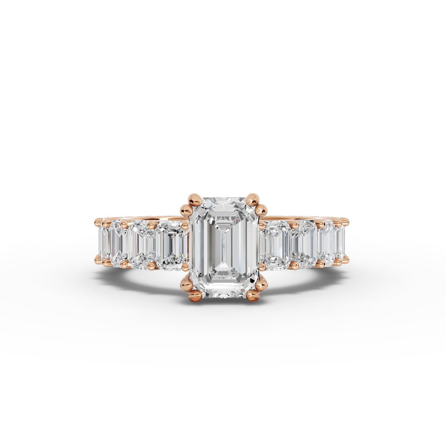 5.79 Ct Emerlad Solitaire With Side Stone Ring 1.50 Ct Center