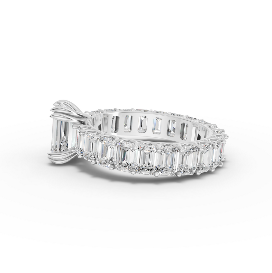 5.79 Ct Emerlad Solitaire With Side Stone Ring 1.50 Ct Center