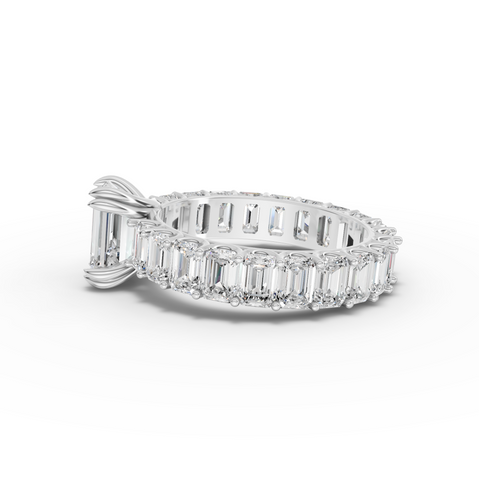 5.29 Ct Emerlad Lab Diamond Full Eternity Ring 1.50 Ct Center