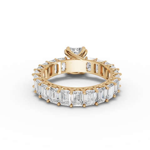 5.29 Ct Emerlad Lab Diamond Full Eternity Ring 1.50 Ct Center