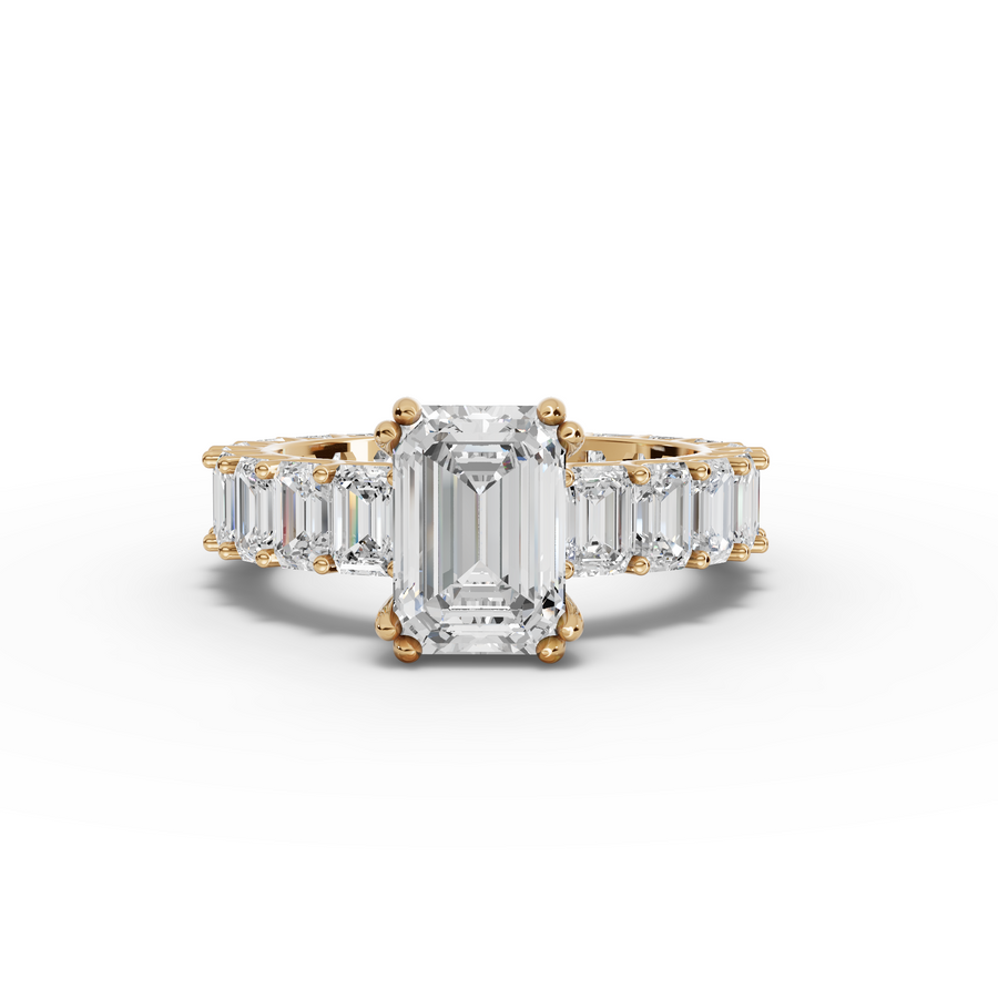 5.79 Ct Emerlad Solitaire With Side Stone Ring 2.00 Ct Center