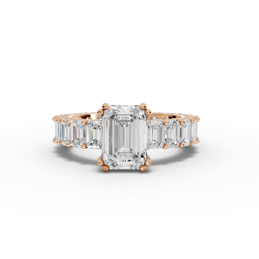 5.79 Ct Emerlad Solitaire With Side Stone Ring 2.00 Ct Center