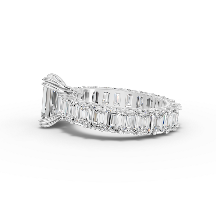 5.79 Ct Emerlad Solitaire With Side Stone Ring 2.00 Ct Center