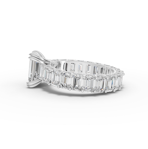 5.79 Ct Emerlad Lab Diamond Full Eternity Ring 2.00 Ct Center