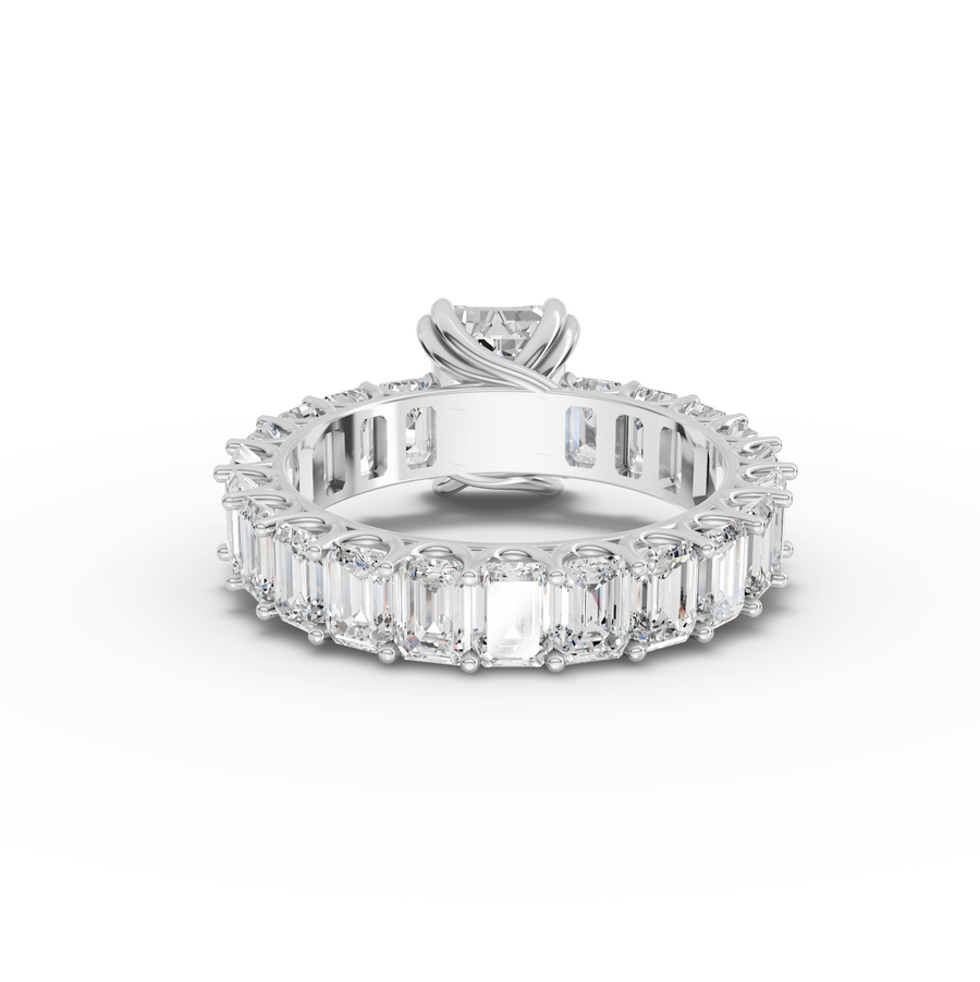 5.79 Ct Emerlad Solitaire With Side Stone Ring 2.00 Ct Center