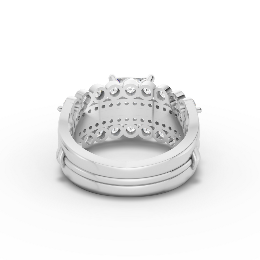 2.82 Ct Princess Solitaire With Double Band Set 1.5 Ct Center