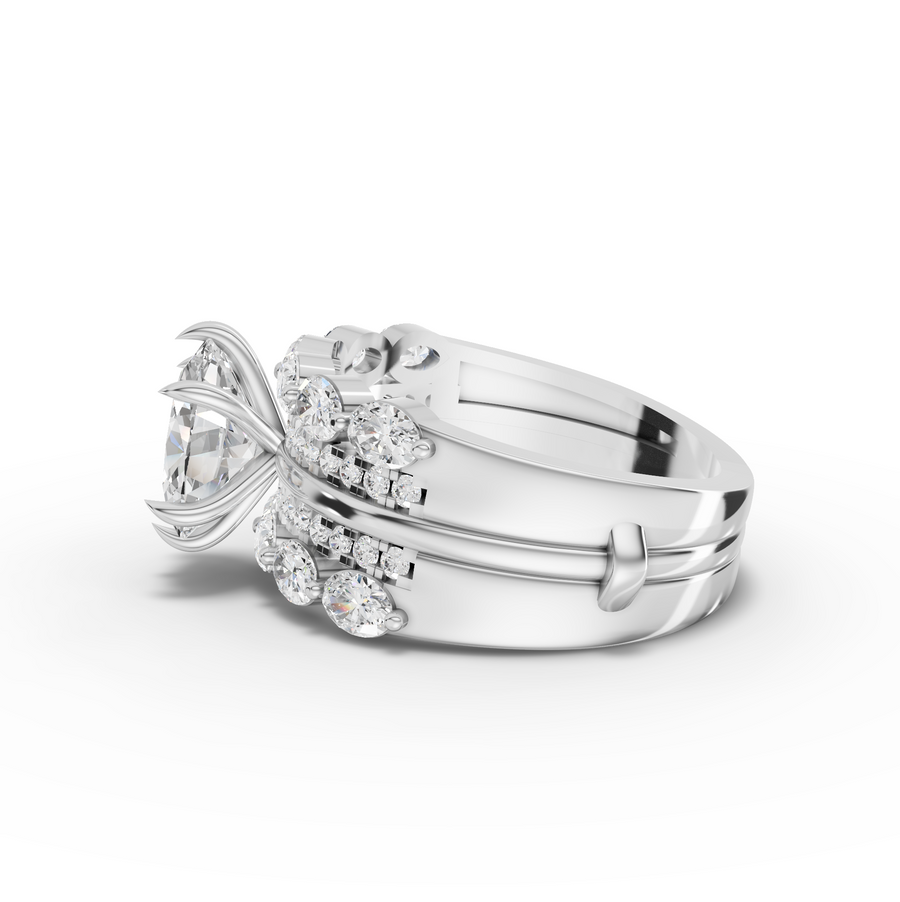 2.77 Ct Oval Solitaire With Double Band Set 1.5 Ct Center