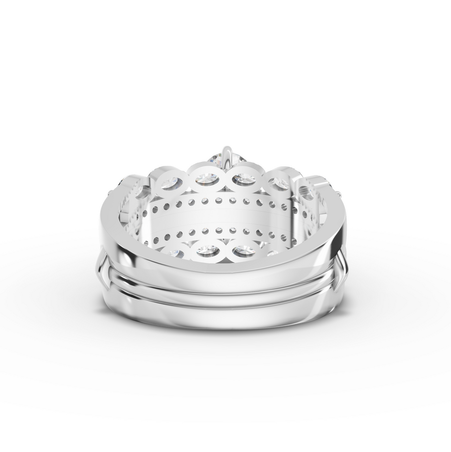 2.77 Ct Oval Solitaire With Double Band Set 1.5 Ct Center