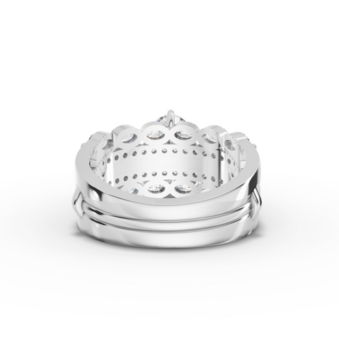 2.77 Ct Oval Solitaire Lab Diamond Double Band Half Eternity Ring  Set 1.50 Ct Center