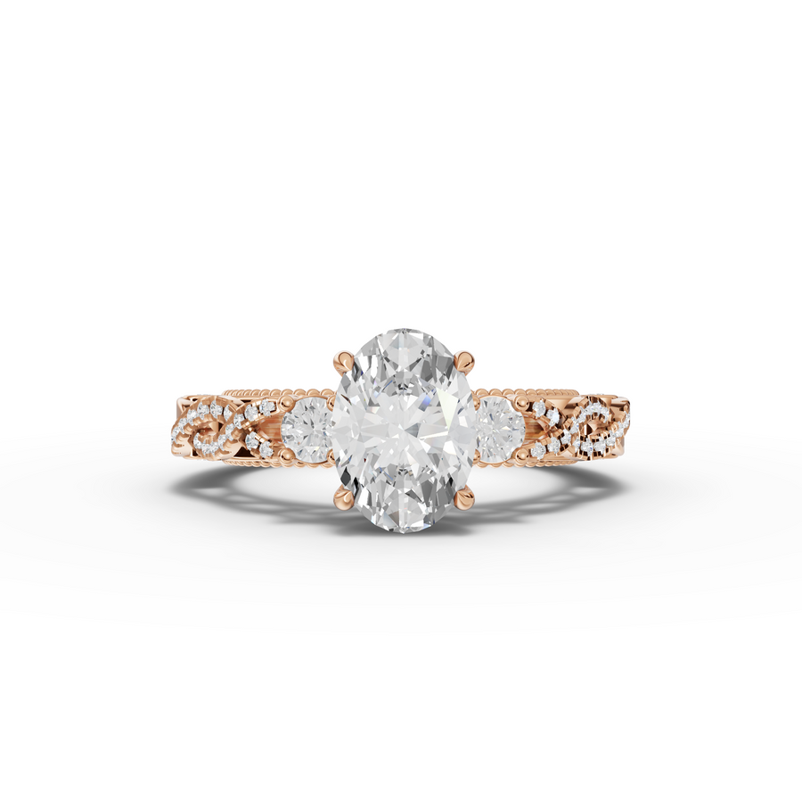 1.86 Ct Oval Solitaire Infinity Twist Ring 1.50 Ct Center
