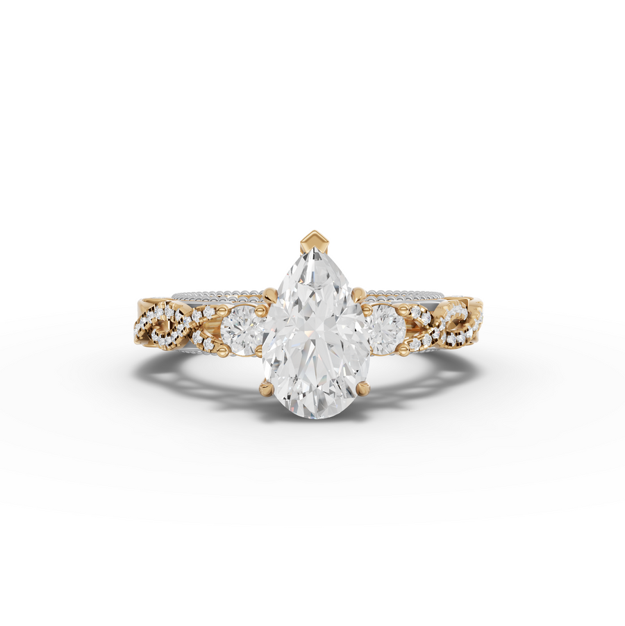 1.86 Ct Pear Solitaire Infinity Twist Ring 1.50 Ct Center