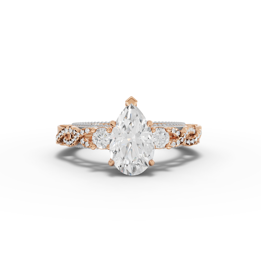 1.86 Ct Pear Solitaire Infinity Twist Ring 1.50 Ct Center