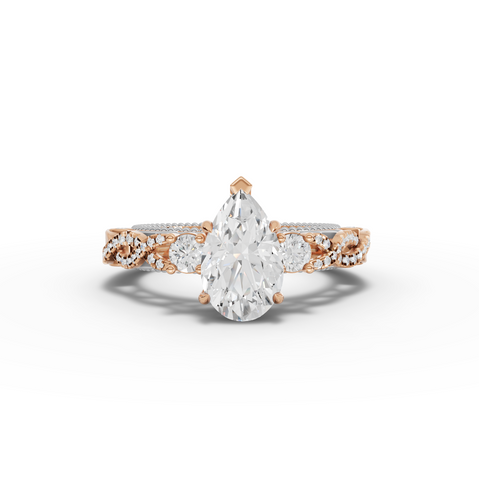 1.86 Ct Pear Solitaire Lab Diamond Infinity Twist Ring 1.50 Ct Center