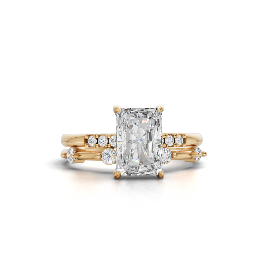 1.74 Ct Radiant Solitaire With Side Band Ring Set 1.5 Ct Center