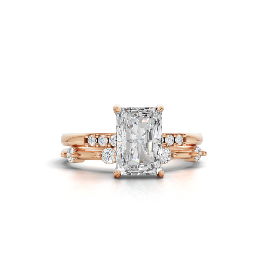 1.74 Ct Radiant Solitaire With Side Band Ring Set 1.5 Ct Center
