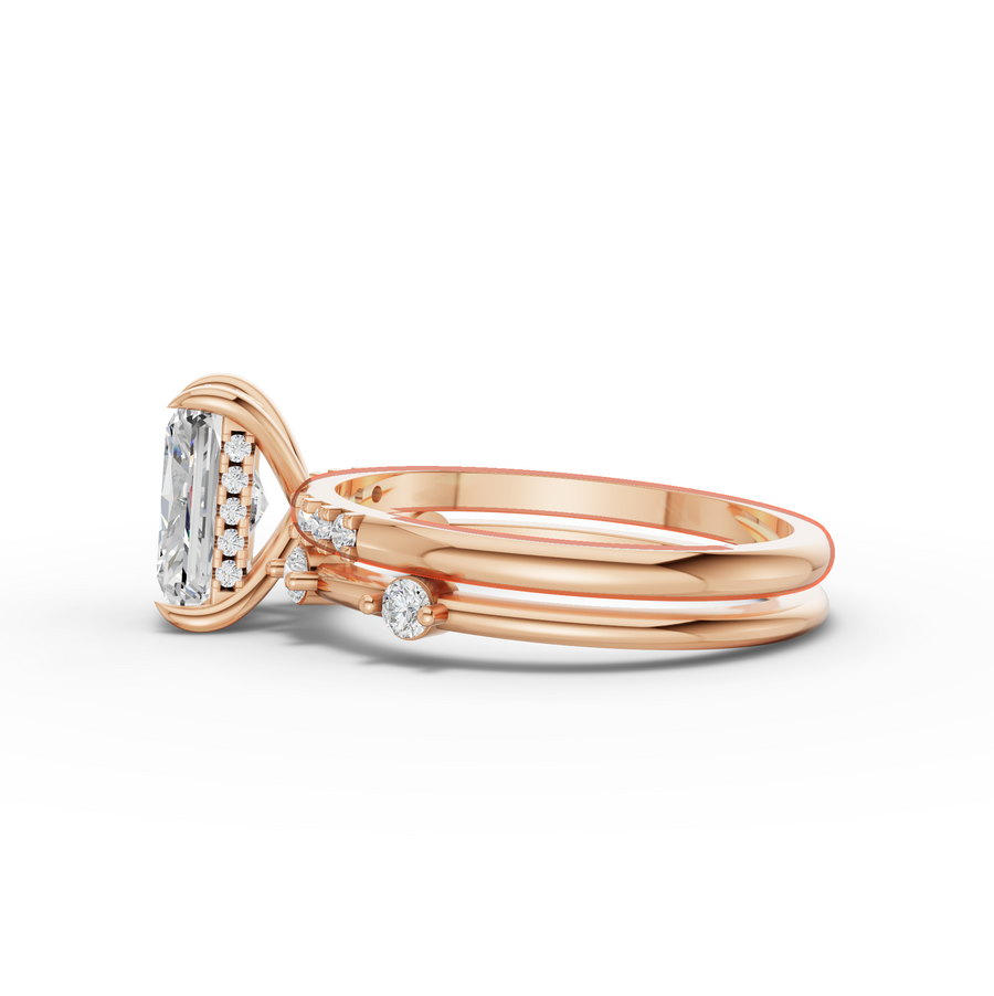 1.74 Ct Radiant Solitaire With Side Band Ring Set 1.5 Ct Center