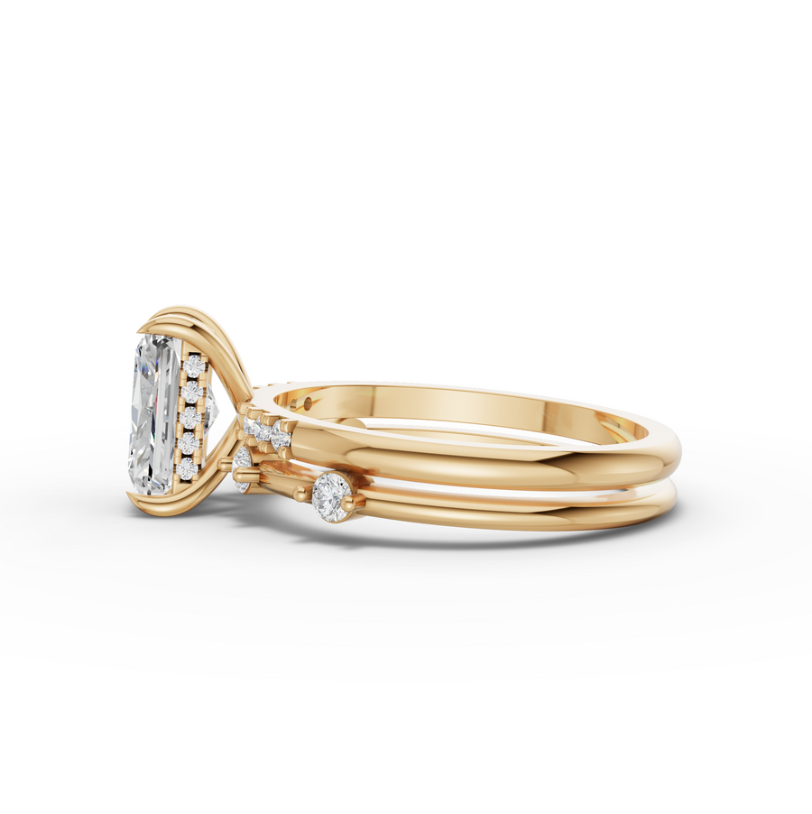 1.74 Ct Radiant Solitaire With Side Band Ring Set 1.5 Ct Center